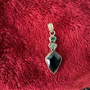 Sterling Silver Green and Blue Gemstone Pendant - Women Jewelry